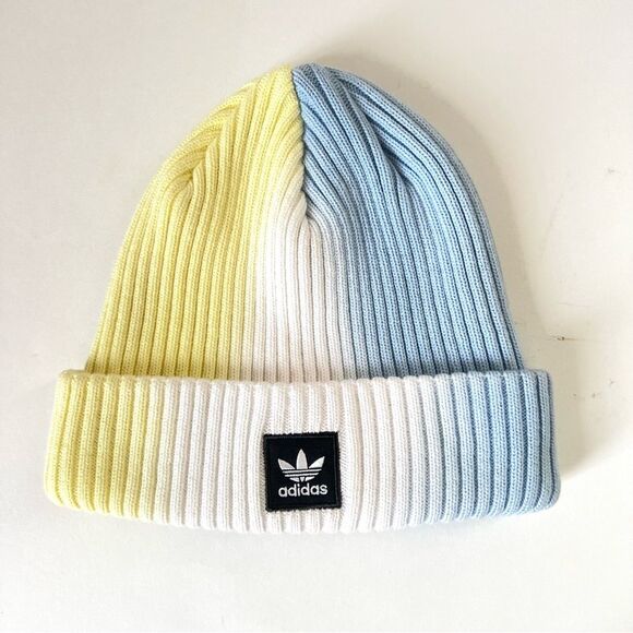 adidas Blue & Yellow Ombré Wash Beanie Knit Hat OSFA - Picture 2 of 11